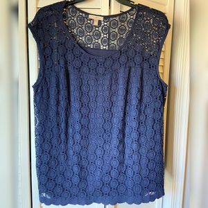 Navy lace top 2X Dress Barn